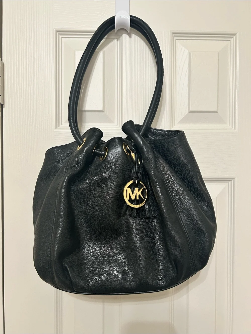Michael Kors Black Leather Hobo Bag and Michael Kors Black Lock Wallet Bundle